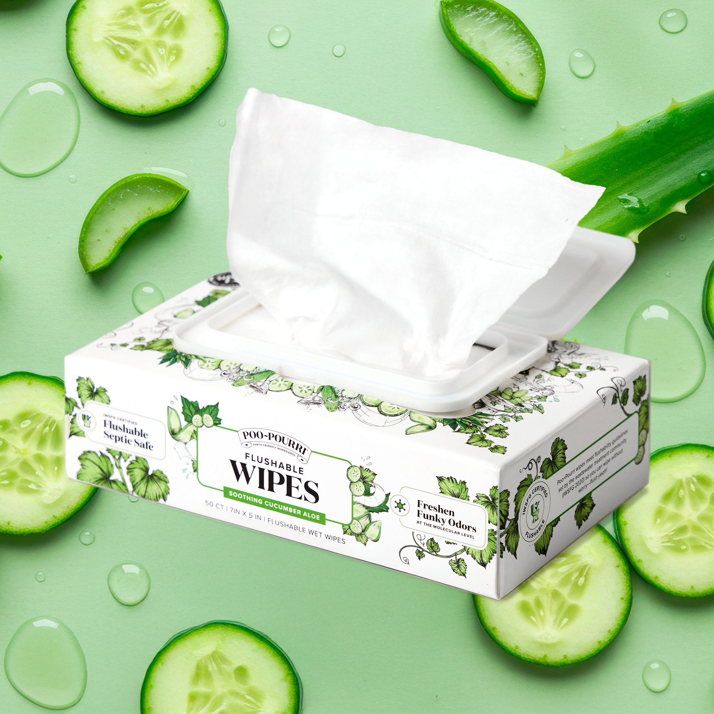 Cucumber Aloe Flushable Wipes - Poo~Pourri - Main image