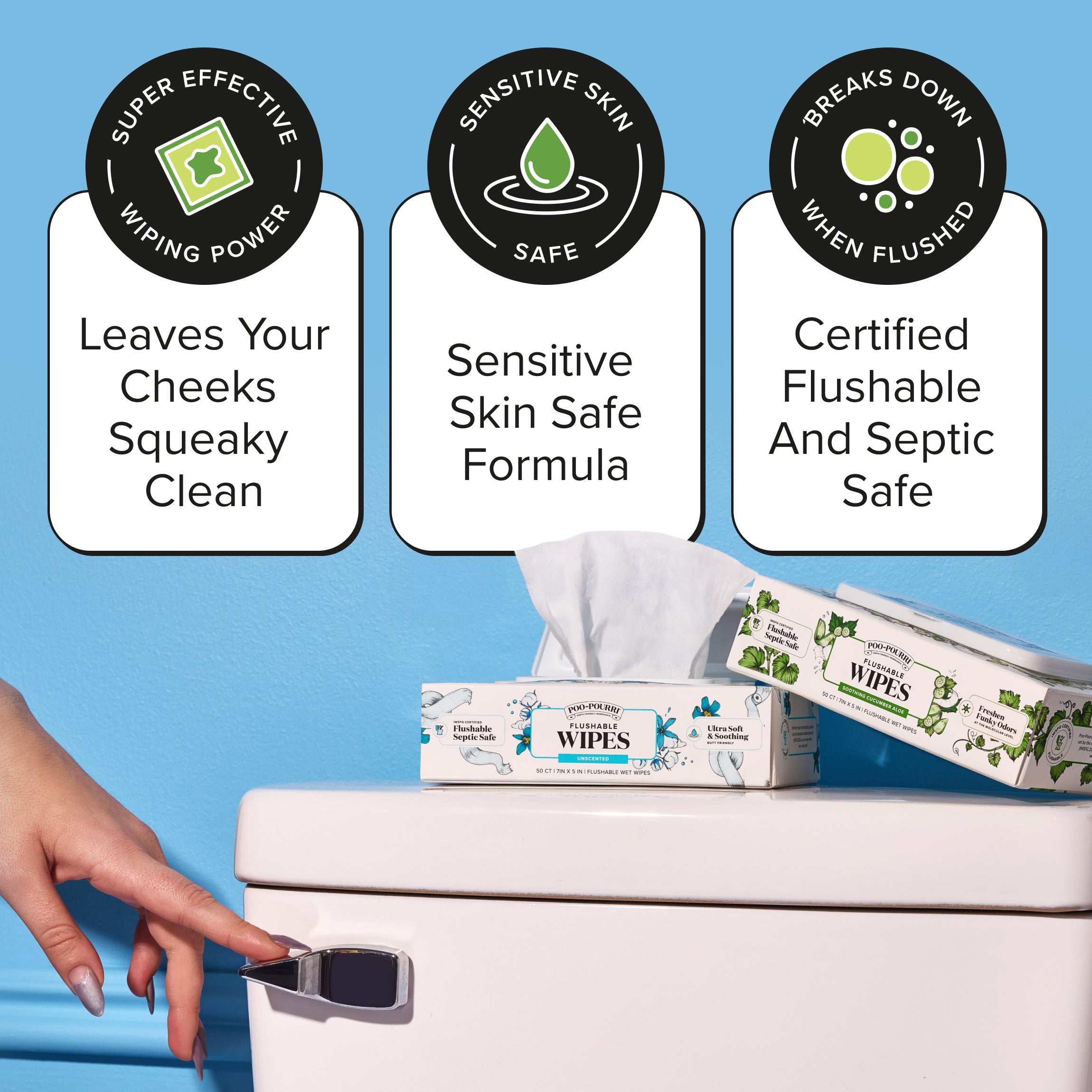 Cucumber Aloe Flushable Wipes - Poo~Pourri - View 4