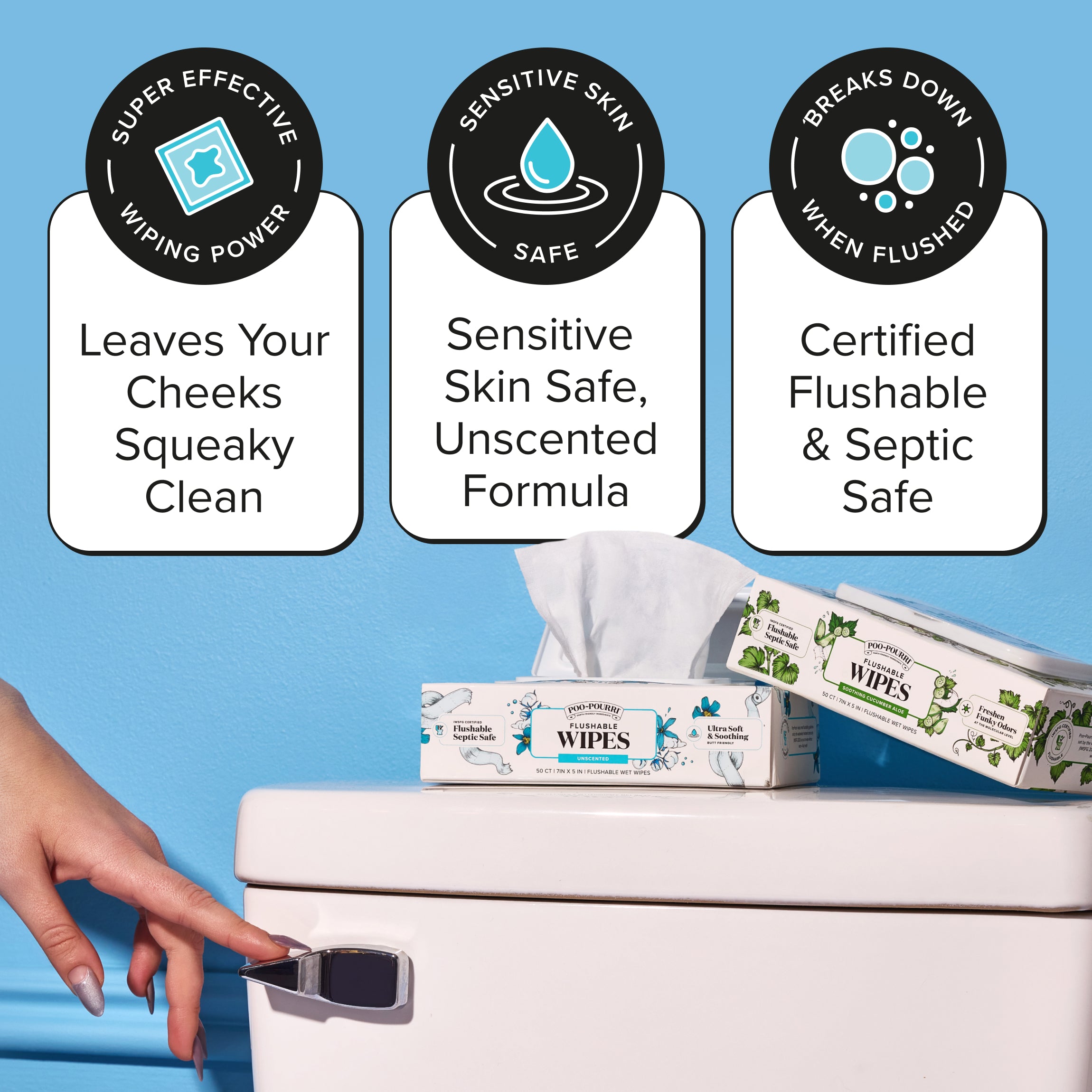 Unscented Flushable Wipes - Poo~Pourri - View 3