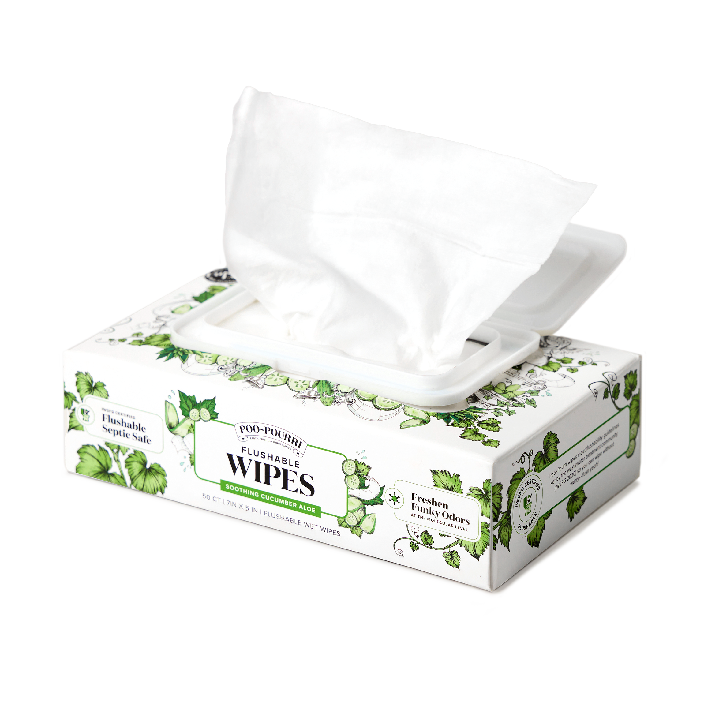 Cucumber Aloe Flushable Wipes - Poo~Pourri - View 2